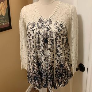 NWT Vintage America size XS navy with cream lace accents